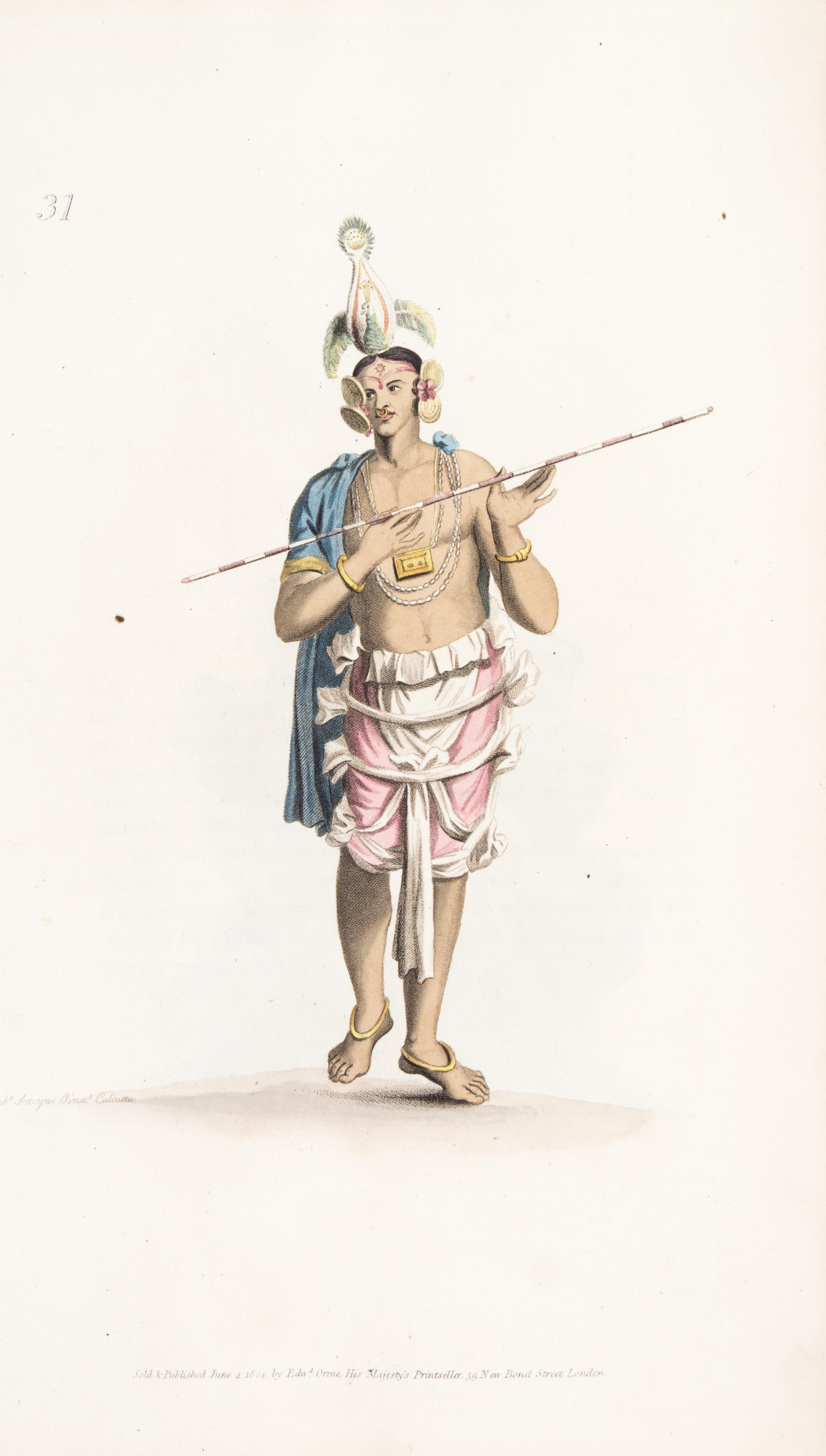 SOLVYNS, FRANS BALTASAR. The Costume of Hindostan. London, 1807. With 60 colored plates.