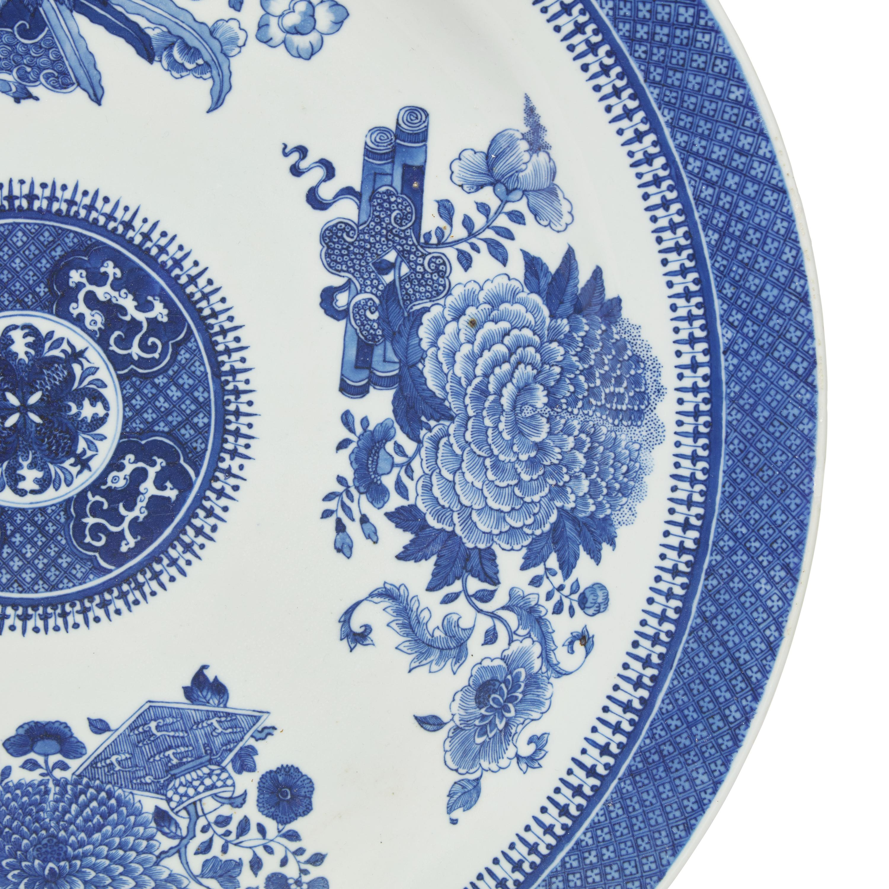 A Large Chinese Export Porcelain Blue Fitzhugh Charger