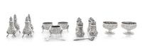 A Collection of American Silver Salts, S. Kirk & Son, Baltimore, MD and others, each worked with repousse floral and foliate decoration