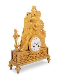 An Empire Gilt Bronze Figural Mantel Clock