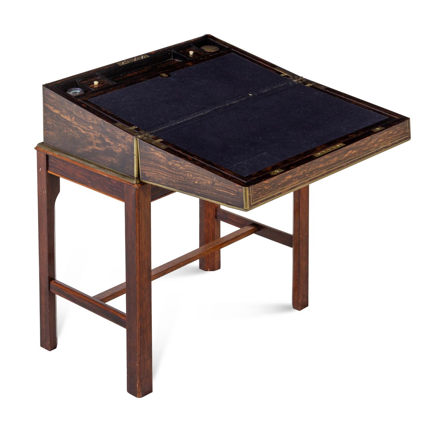 A Regency Brass Banded Calamander Lap Desk