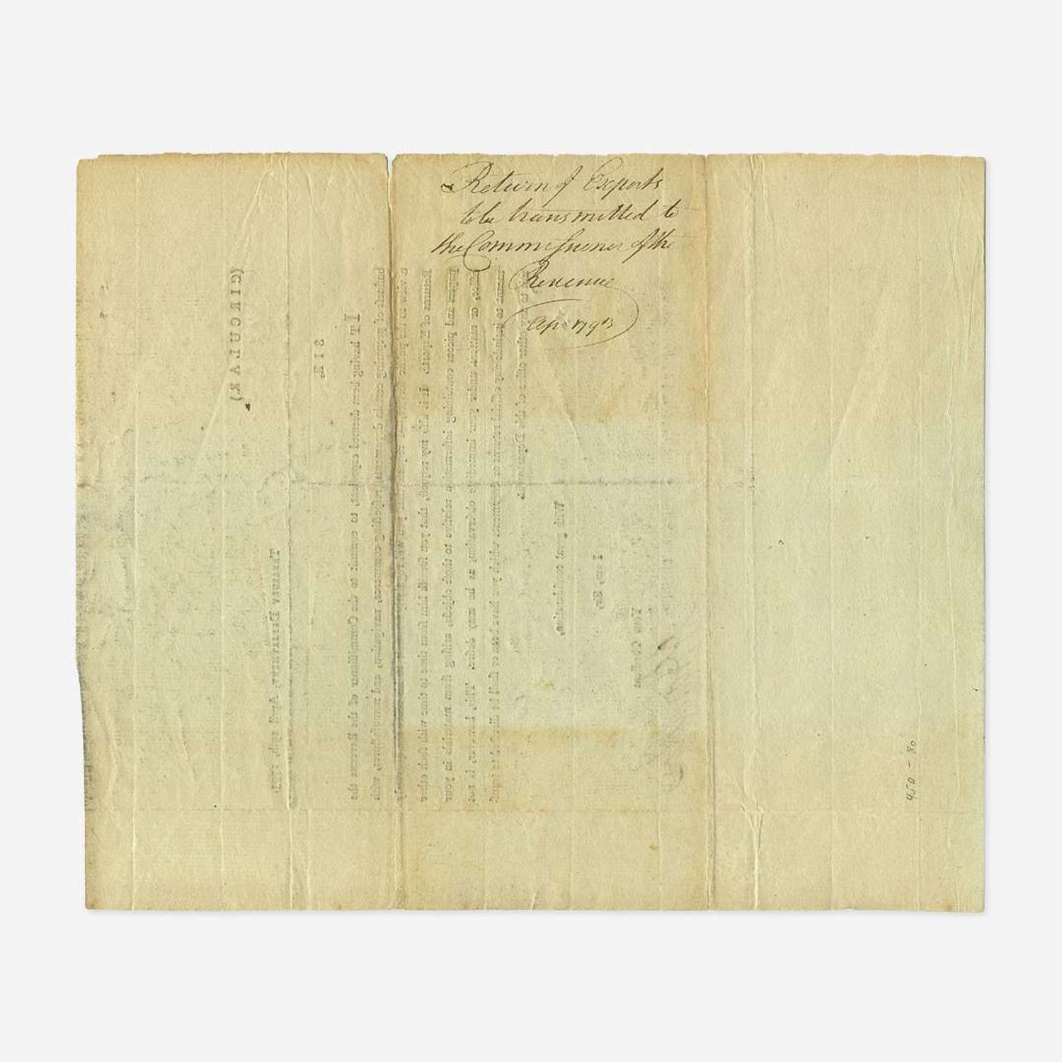 [Hamilton, Alexander] [Treasury Department] Printed Treasury Department Circular, signed