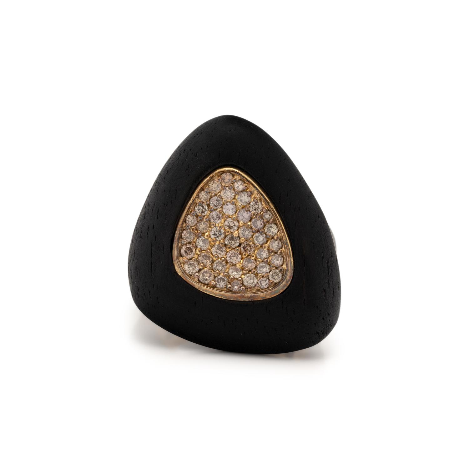 ROBERTO COIN, EBONY WOOD AND DIAMOND 'CAPRI PLUS' RING