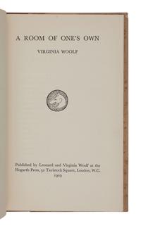 WOOLF, Virginia (1882-1941). A Room of One's Own . London: Leonard and Virginia Woolf at the Hogarth Press, 1929.