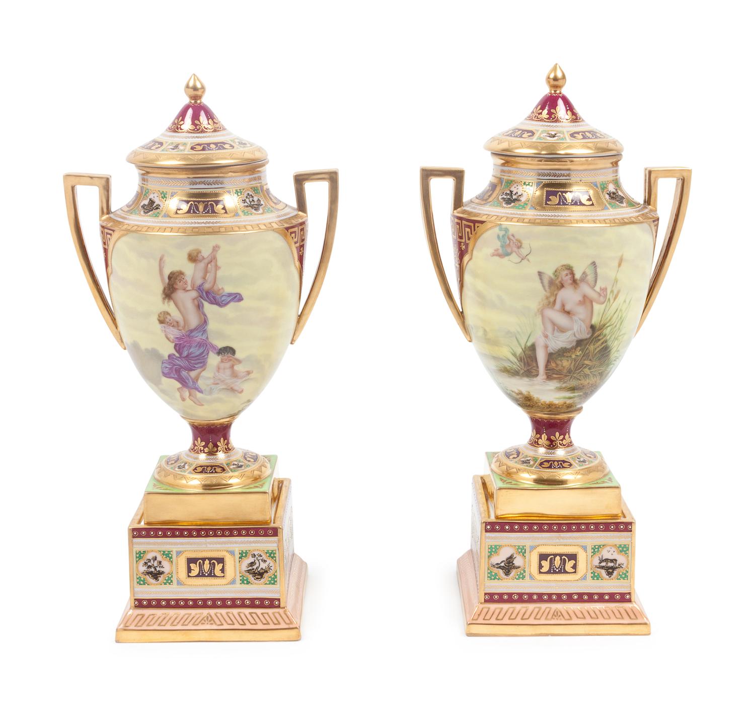 A Pair of Royal Vienna Porcelain Urns