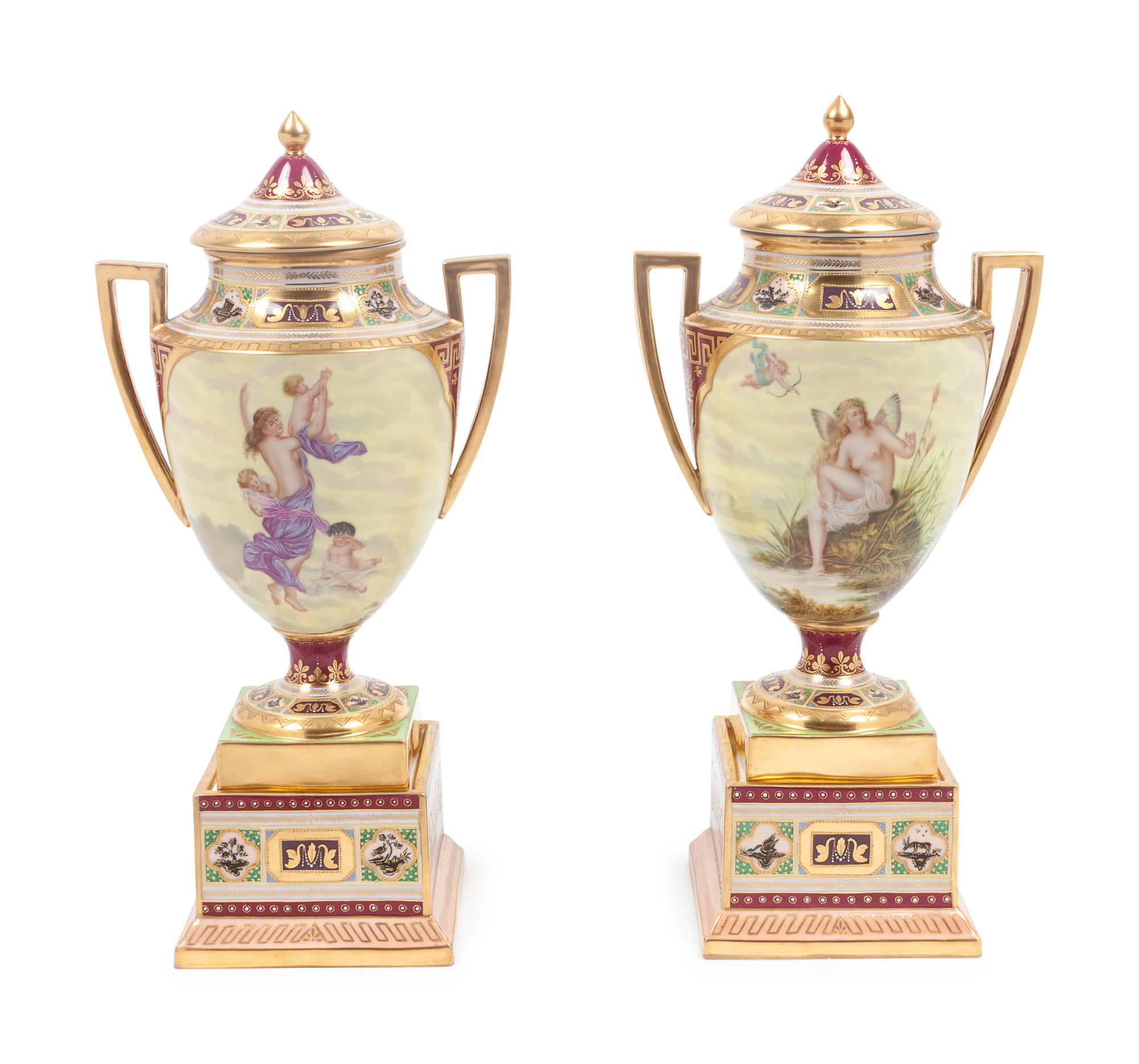 A Pair of Royal Vienna Porcelain Urns