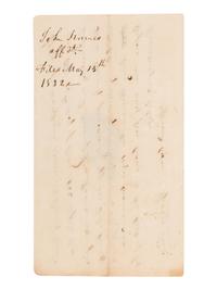 [SLAVERY AND ABOLITION]. Manuscript document, an affidavit of free birth, signed by Justice of the Peace George Rice. Frederick County, Maryland, 15 May 1832.