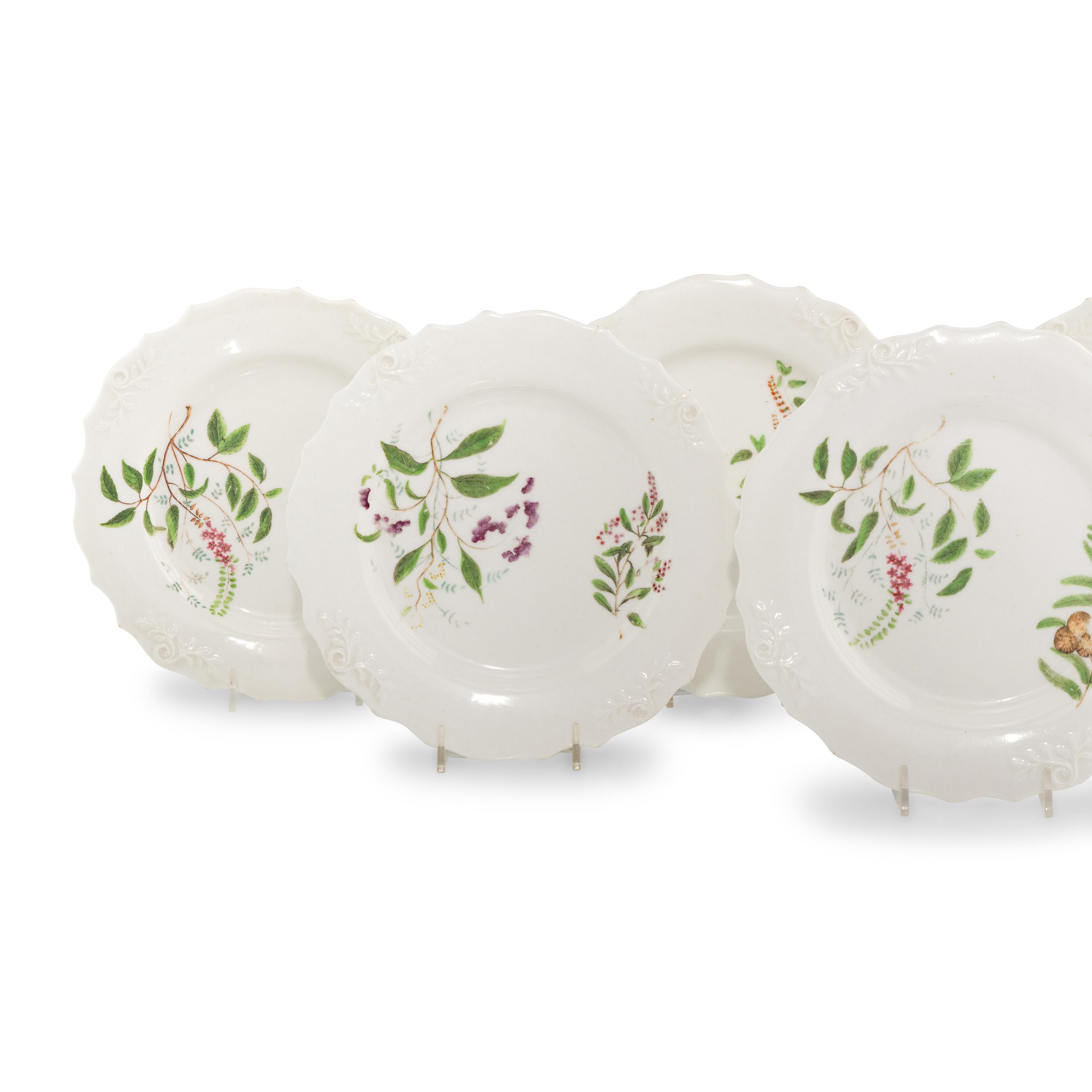 A Set of Seven English Porcelain Dessert Plates