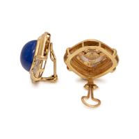 CONVERTIBLE YELLOW GOLD, DIAMOND AND GEMSTONE EARCLIPS