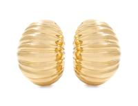 A Pair of 18 Karat Yellow Gold Ribbed Earclips, Italy, 13.20 dwts.