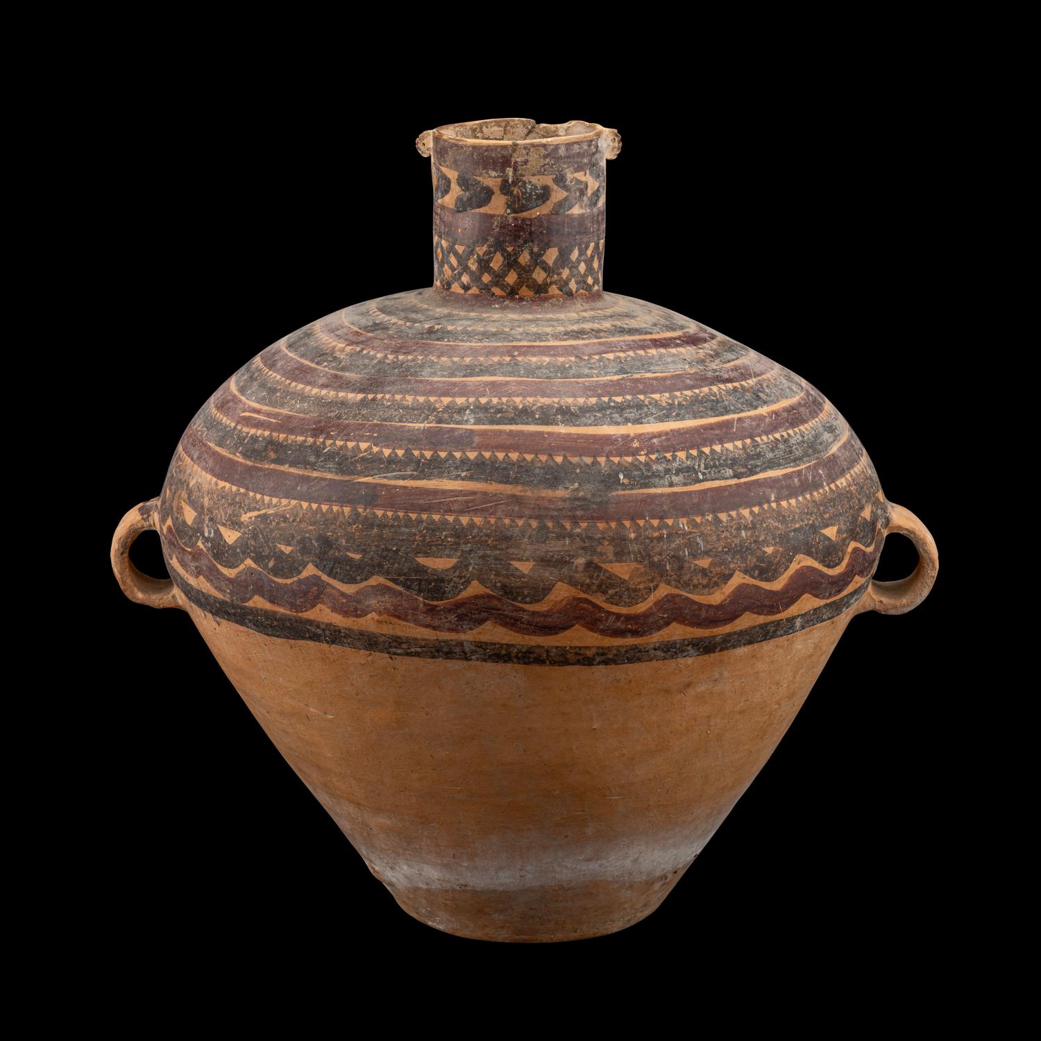 A Chinese Painted Pottery Handled Jar