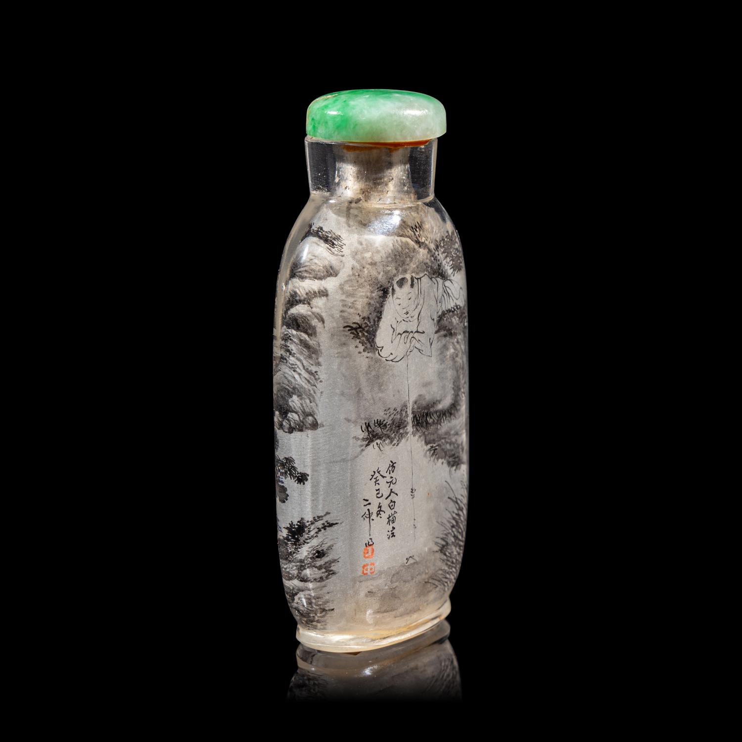 An Inside Painted Glass "Landscape" Snuff Bottle, Signed Ding Erzhong, dated winter of guiji year (1893)