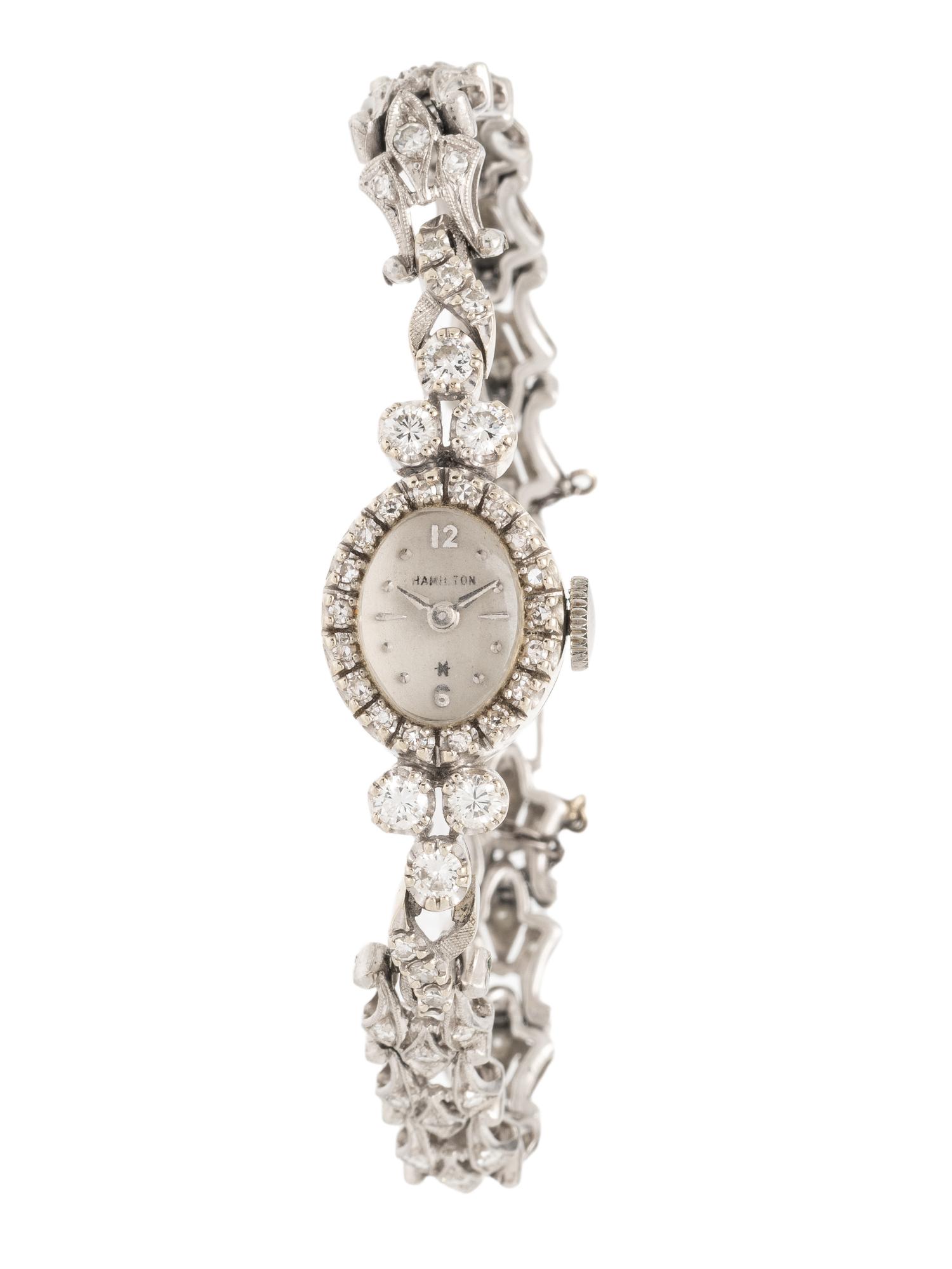 HAMILTON, DIAMOND AND WHITE GOLD WATCH