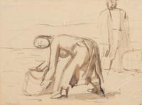 Artist Unknown, , Woman Leaning Over a Bag