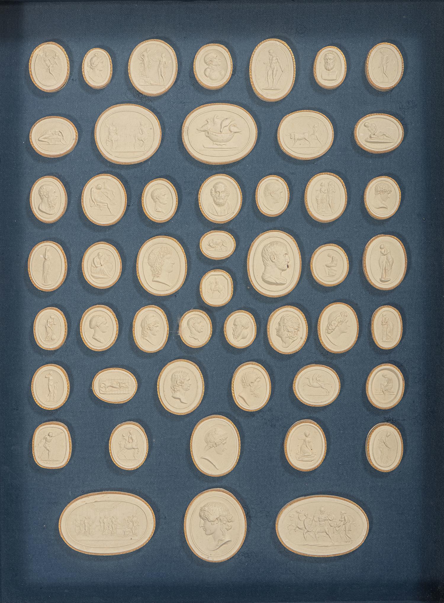 Seven Framed Groups of Grand Tour Plaster Intaglios