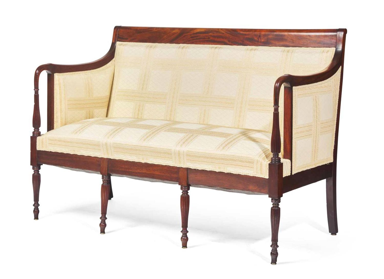 A Small Federal Carved Mahogany Sofa