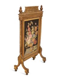 A Louis XVI Style Giltwood Fire Screen with Needlework Panel