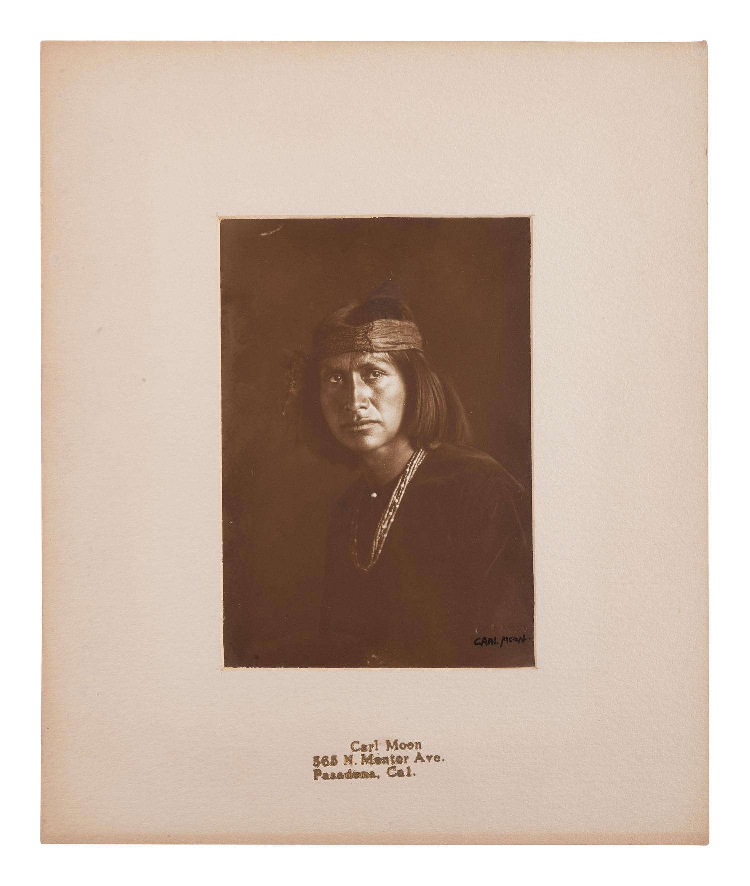 [NATIVE AMERICANS]. MOON, Carl (1879-1948). 3 photographs of male Native American subjects.