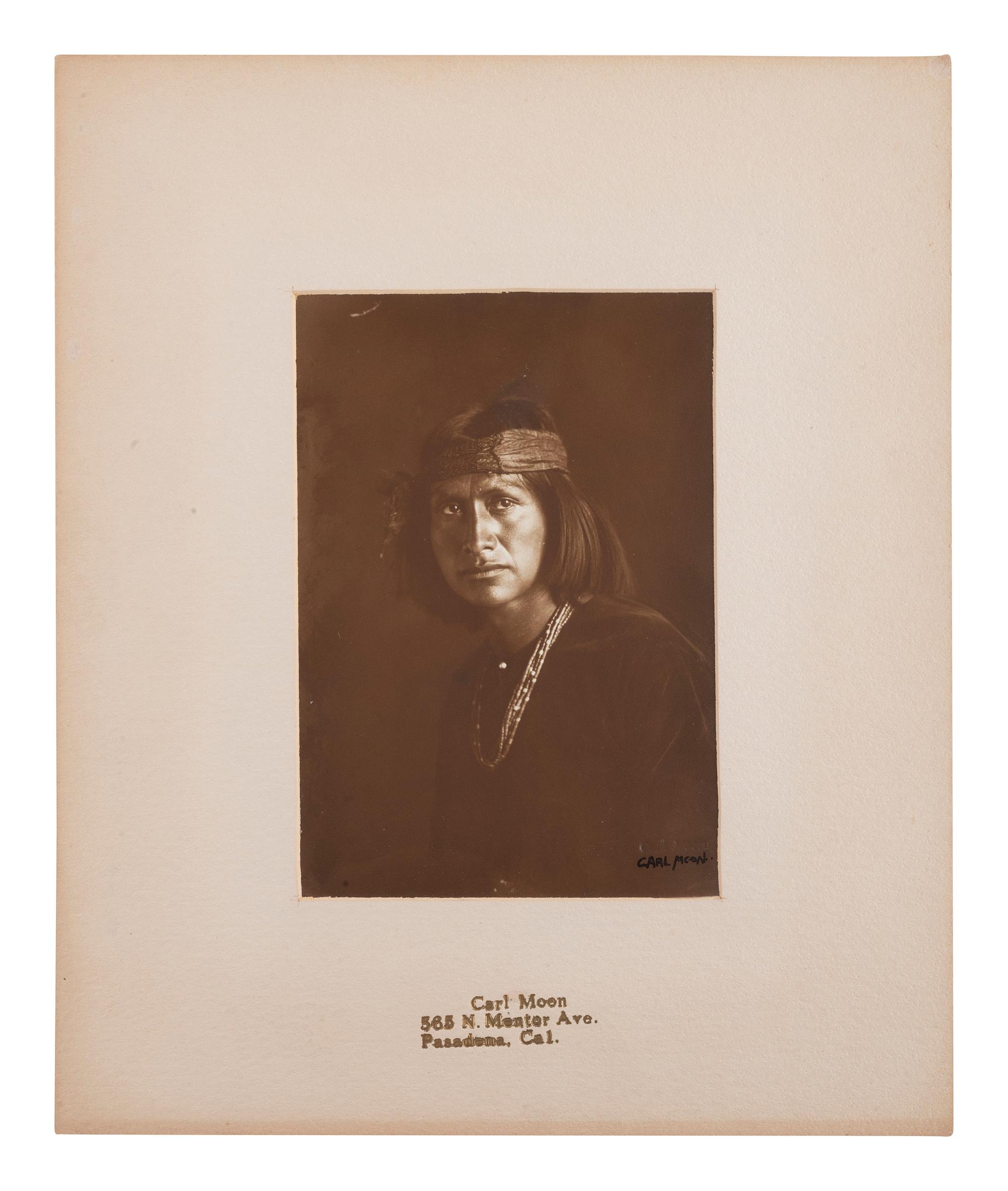 [NATIVE AMERICANS]. MOON, Carl (1879-1948). 3 photographs of male Native American subjects.
