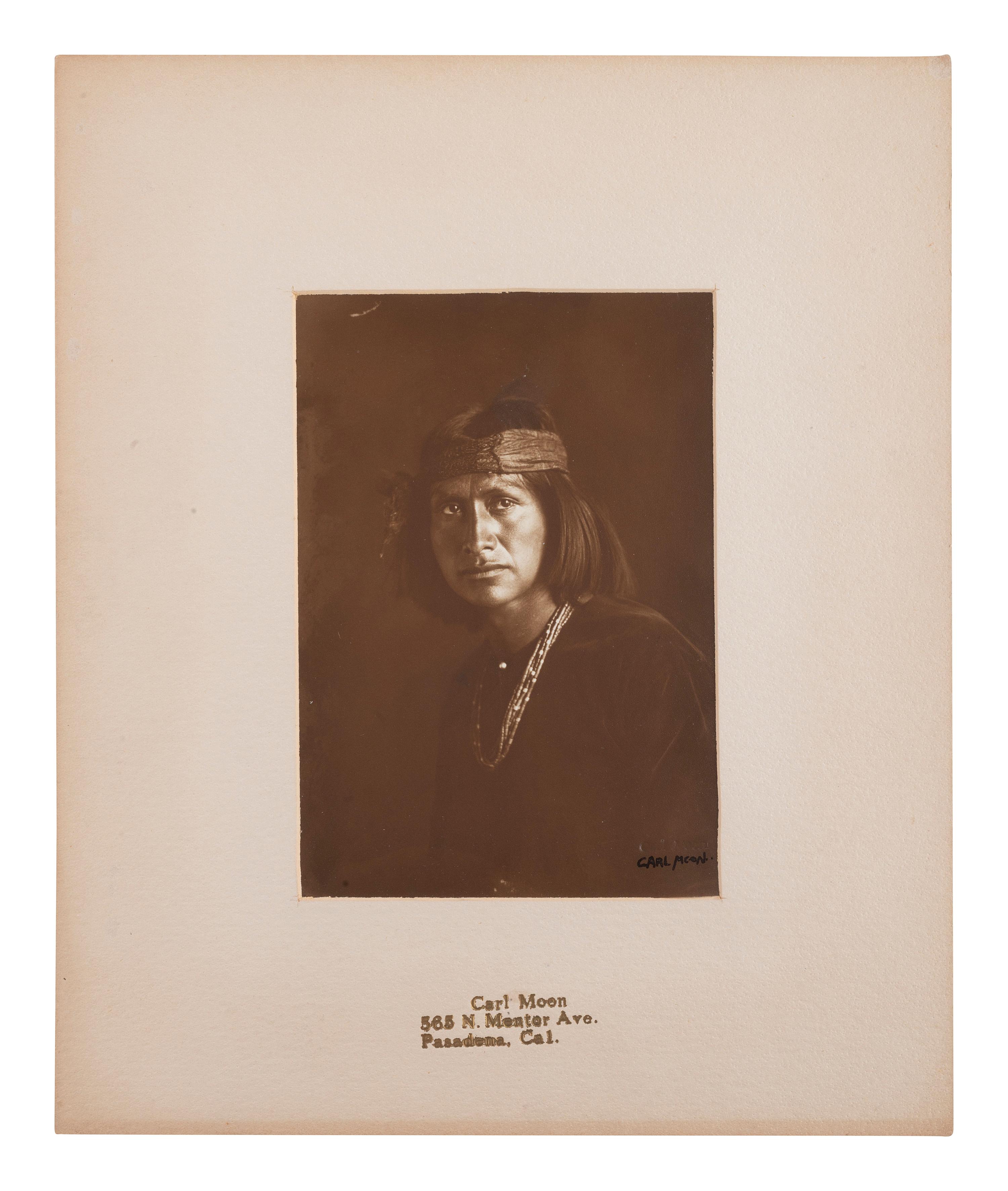 [NATIVE AMERICANS]. MOON, Carl (1879-1948). 3 photographs of male Native American subjects.