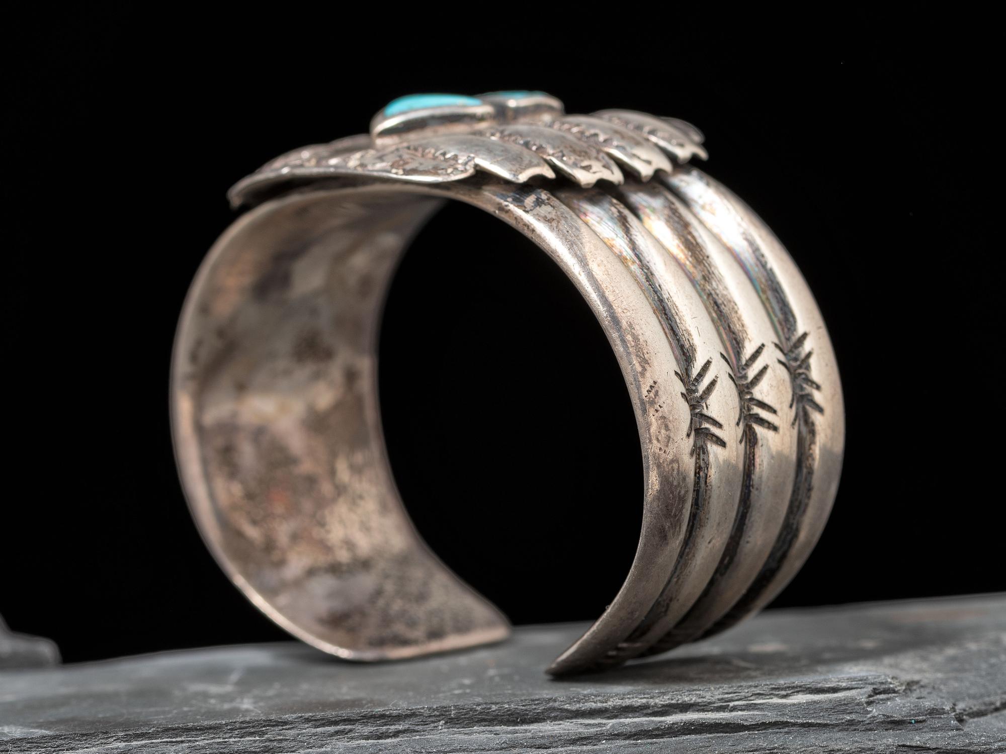 Navajo Heavy Ingot and Turquoise Cuff Bracelet, Collected by Hoffman Birney (1891-1958)