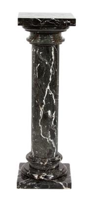 A Black and White Variegated Marble Pedestal