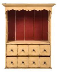 An American Painted Cupboard Height 49 x width 38 x depth 13 inches. — INCORPORATING 19TH CENTURY ELEMENTS