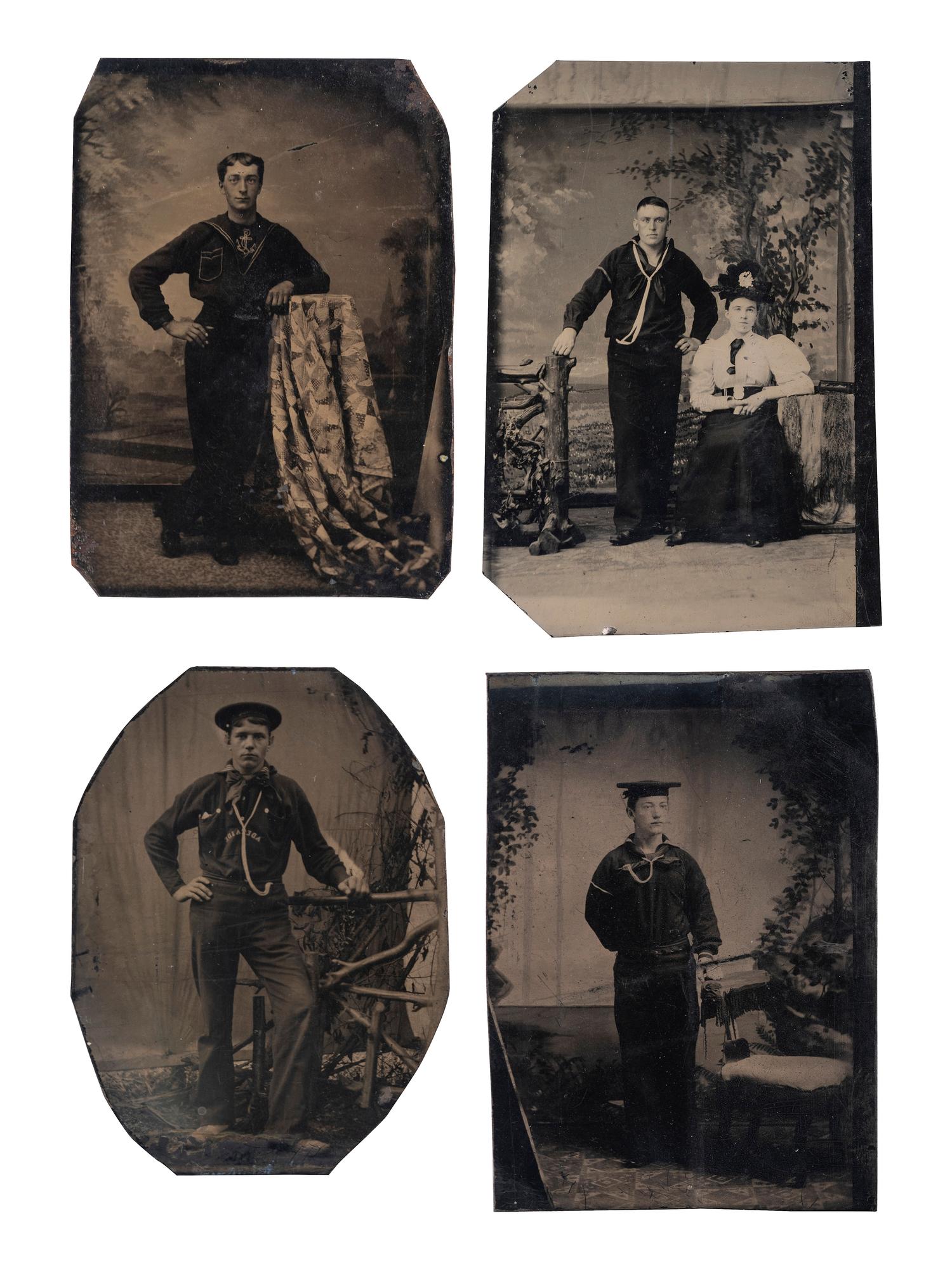 [EARLY PHOTOGRAPHY - NAVY]. A group of 7 ambrotypes and tintypes of sailors, including: