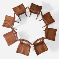 George Nakashima (American, 1905-1990) Set of Eight "Conoid" Dining Chairs, New Hope, Pennsylvania, 1972-75