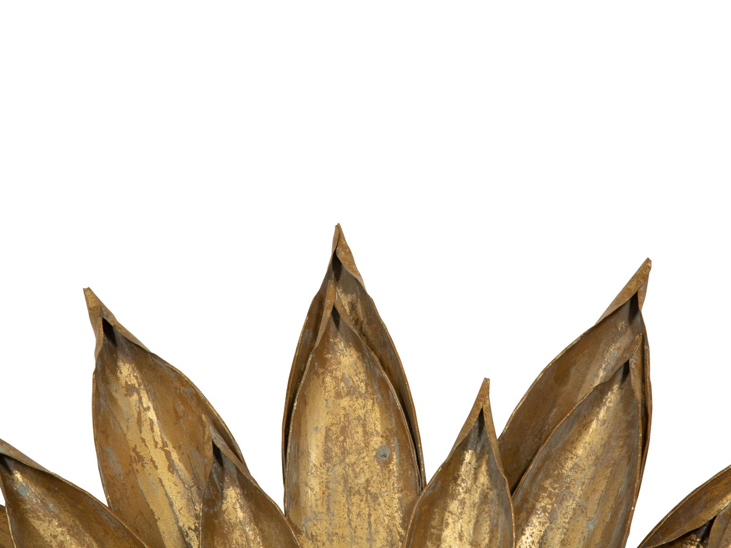 A Pair of Gilt Metal Sunflower Convex Mirrors
