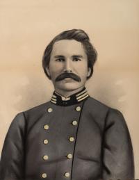 [CIVIL WAR]. Charcoal portrait of CSA Captain Dr. Thomas Richard Meux, 9th Tennessee Volunteers, with book signed ("Thomas R. Meux").