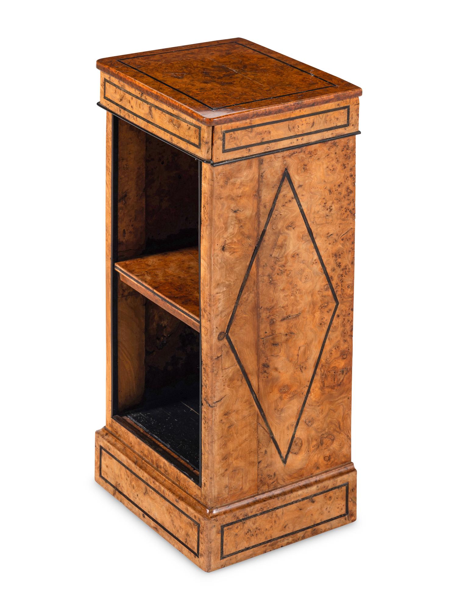 A Charles X Burlwood Pedestal Bookcase
