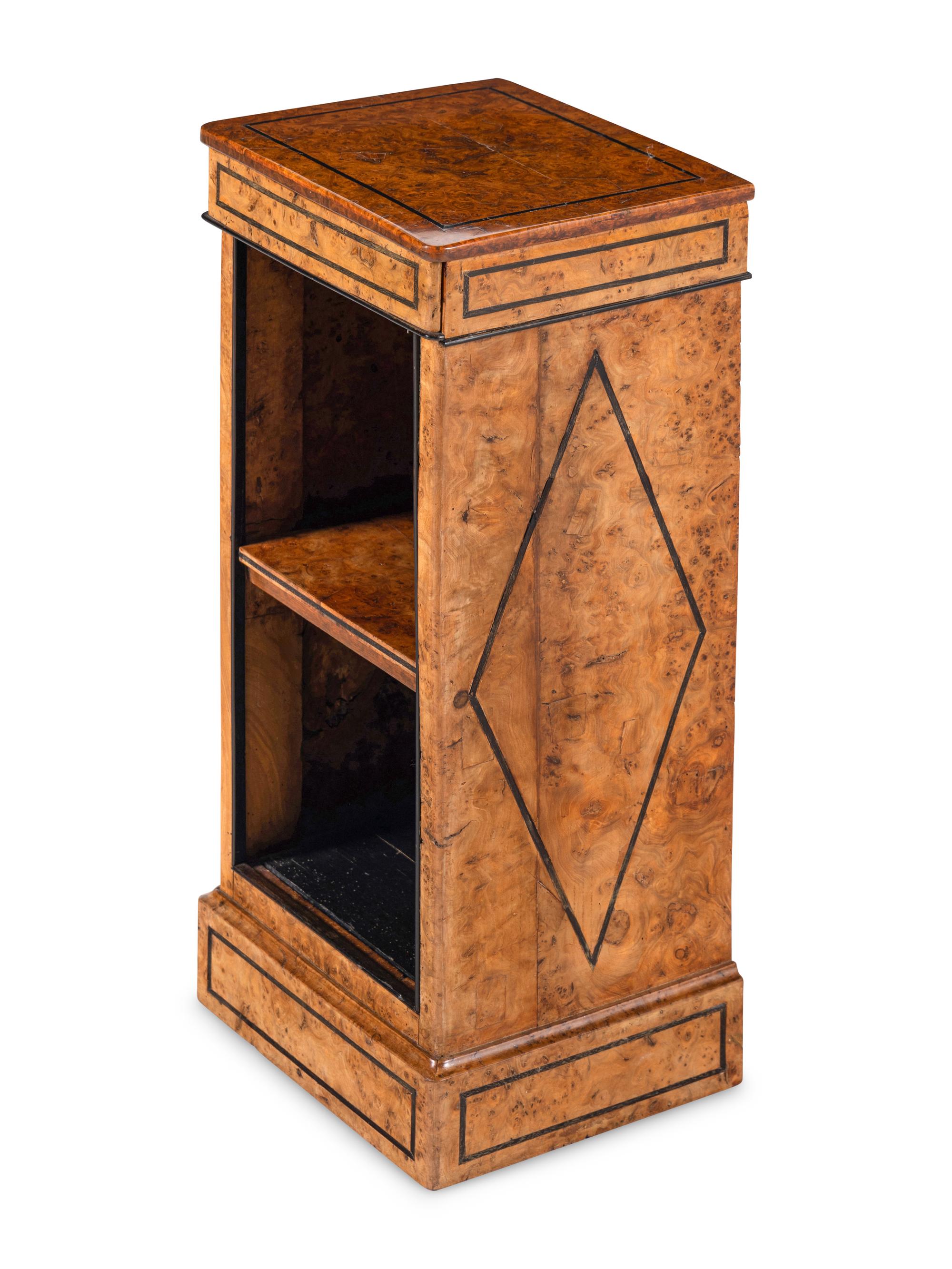 A Charles X Burlwood Pedestal Bookcase