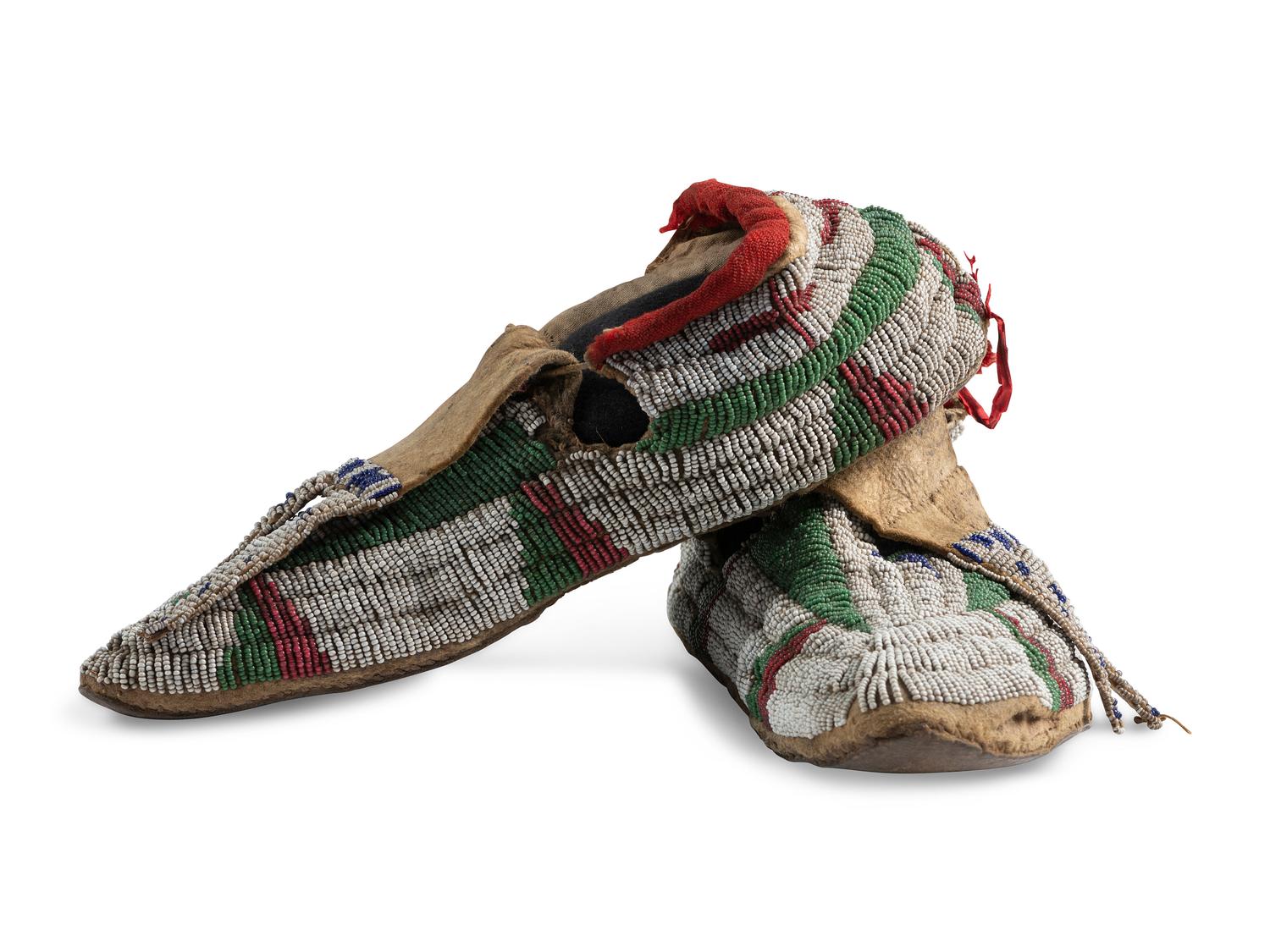 Sioux Beaded Buffalo Hide Moccasins