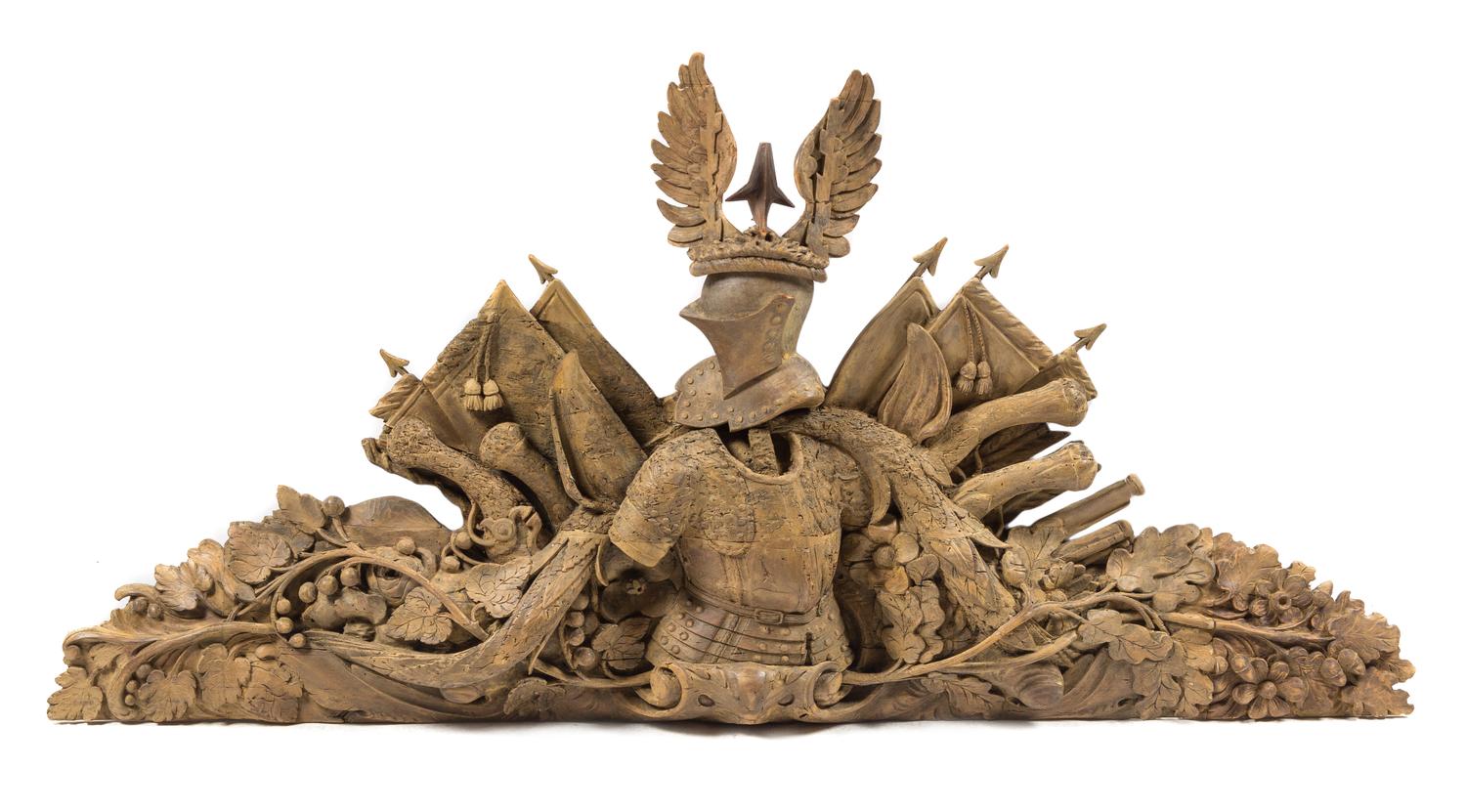 A Flemish Carved Oak Overdoor Panel Height 30 x width 48 inches. — 18TH CENTURY