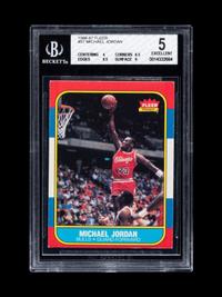 A Complete Set of 1986 Fleer Basketball Cards Including a BGS 5 EX Michael Jordan No. 57 (132/132)