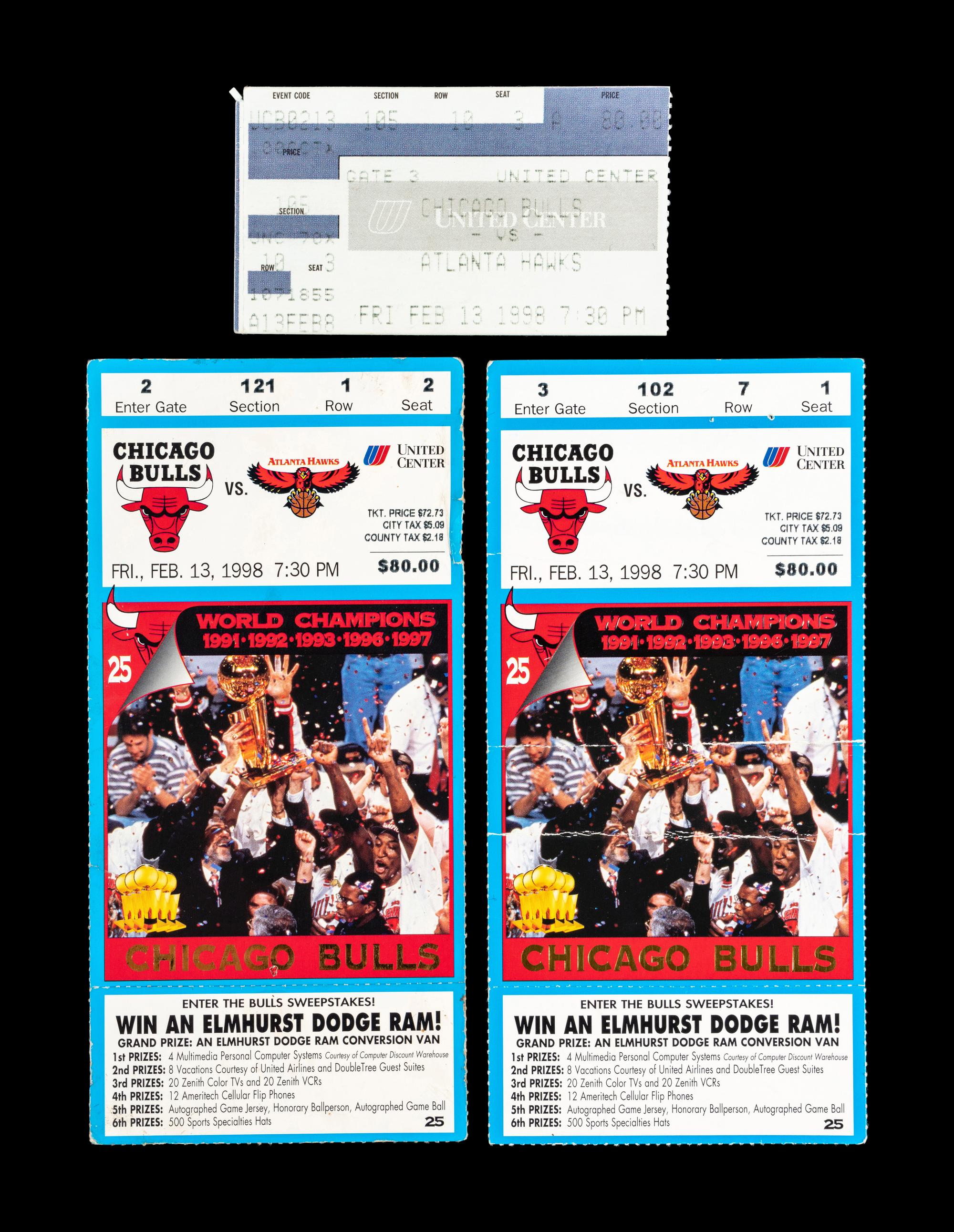 A Collection of 18 Chicago Bulls Michael Jordan Last Dance Era 1997-98 Regular Season and Playoff Tickets and Stubs,