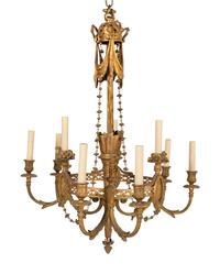 A French Neoclassical Gilt Bronze Nine-Light Chandelier