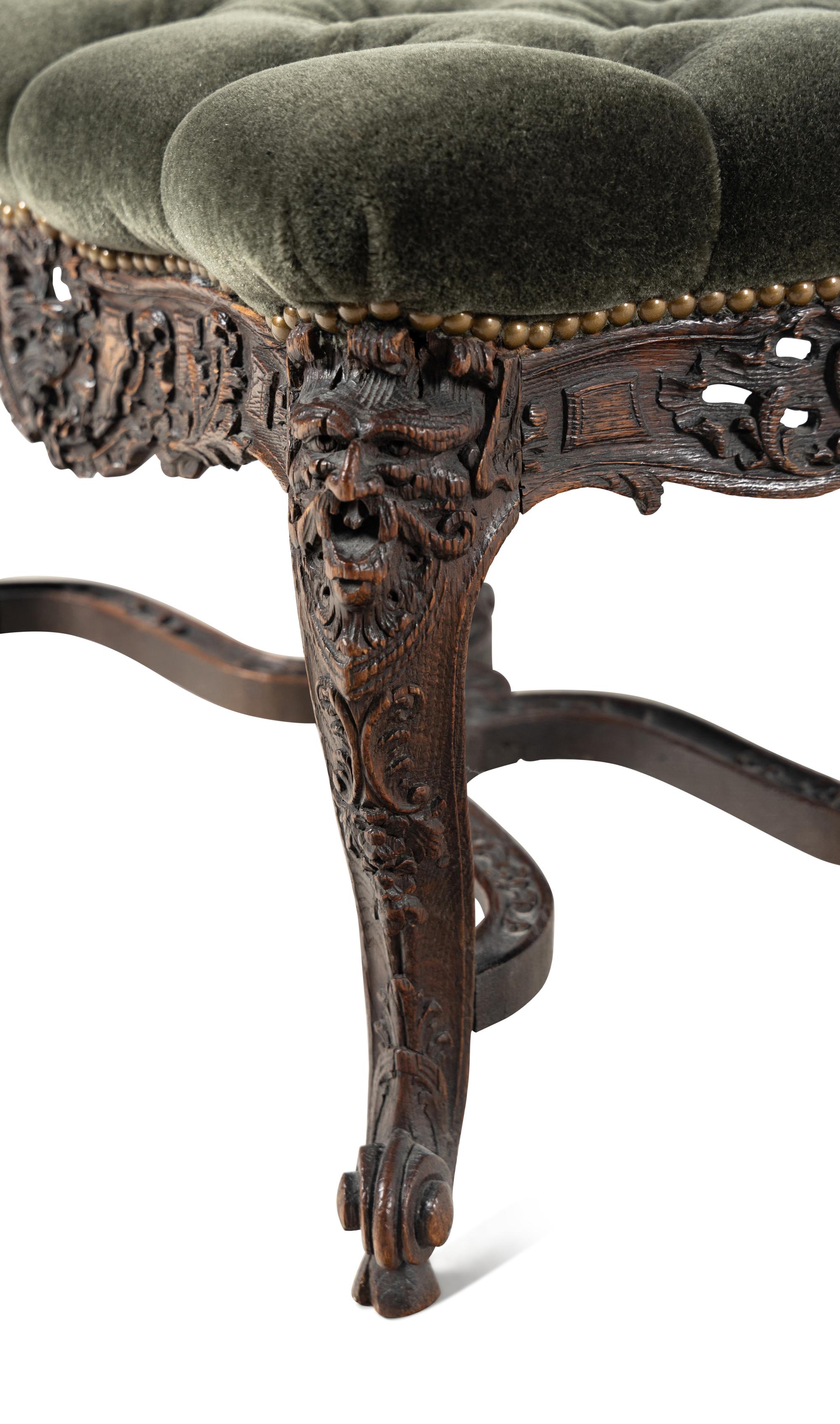 A Régence Carved Oak Stool
