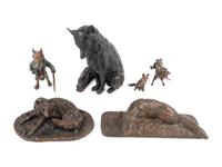 A Group of Six Bronze Figures of Foxes, Three in the Manner of Bergman — 19TH CENTURY