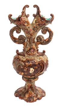 A Victorian Majolica Vase, William Schiller & Sons Height 13 1/2 inches.