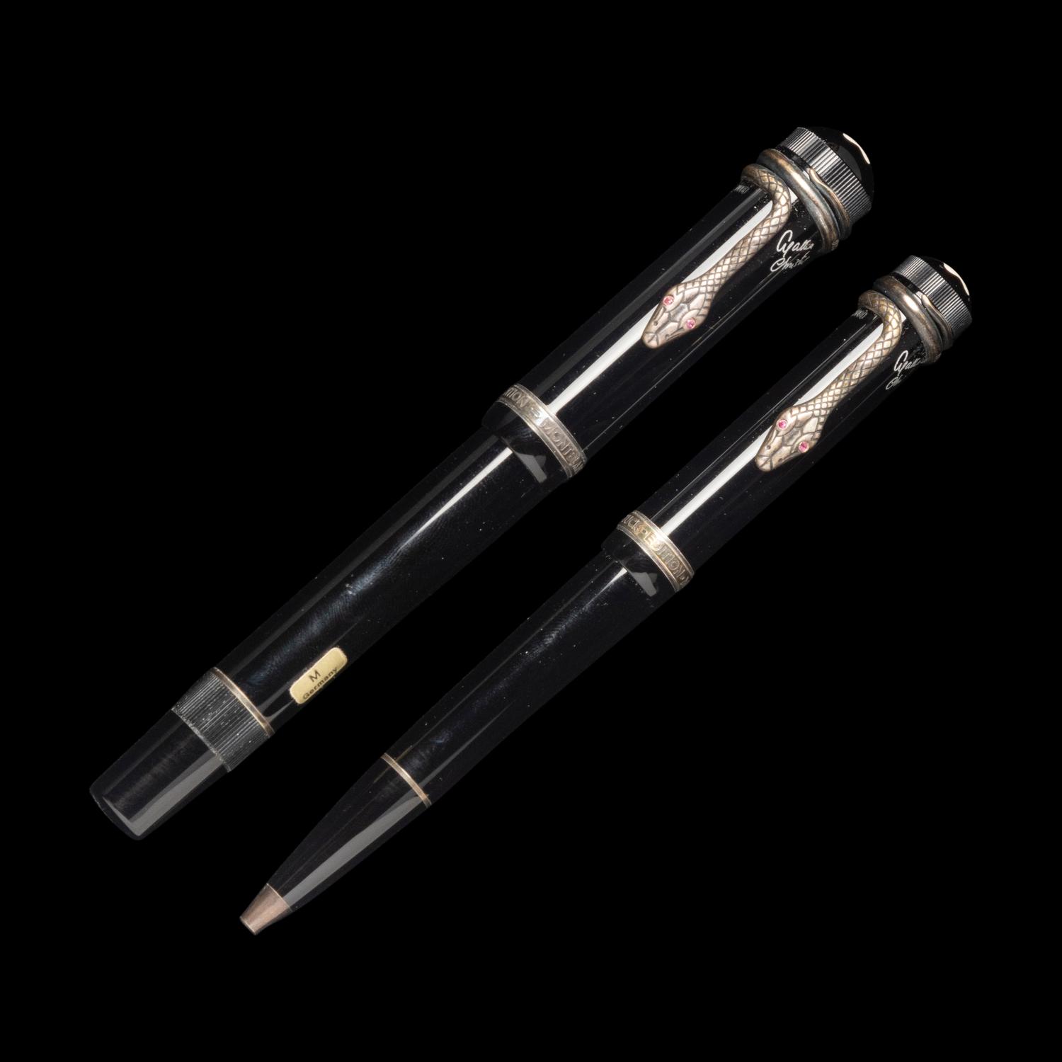 A Montblanc Limited Edition Agatha Christie Fountain Pen and Rollerball Pen Set
