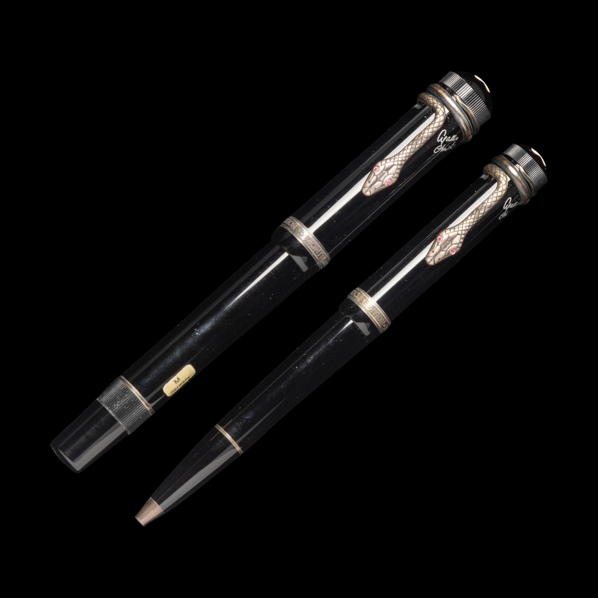 A Montblanc Limited Edition Agatha Christie Fountain Pen and Rollerball Pen Set
