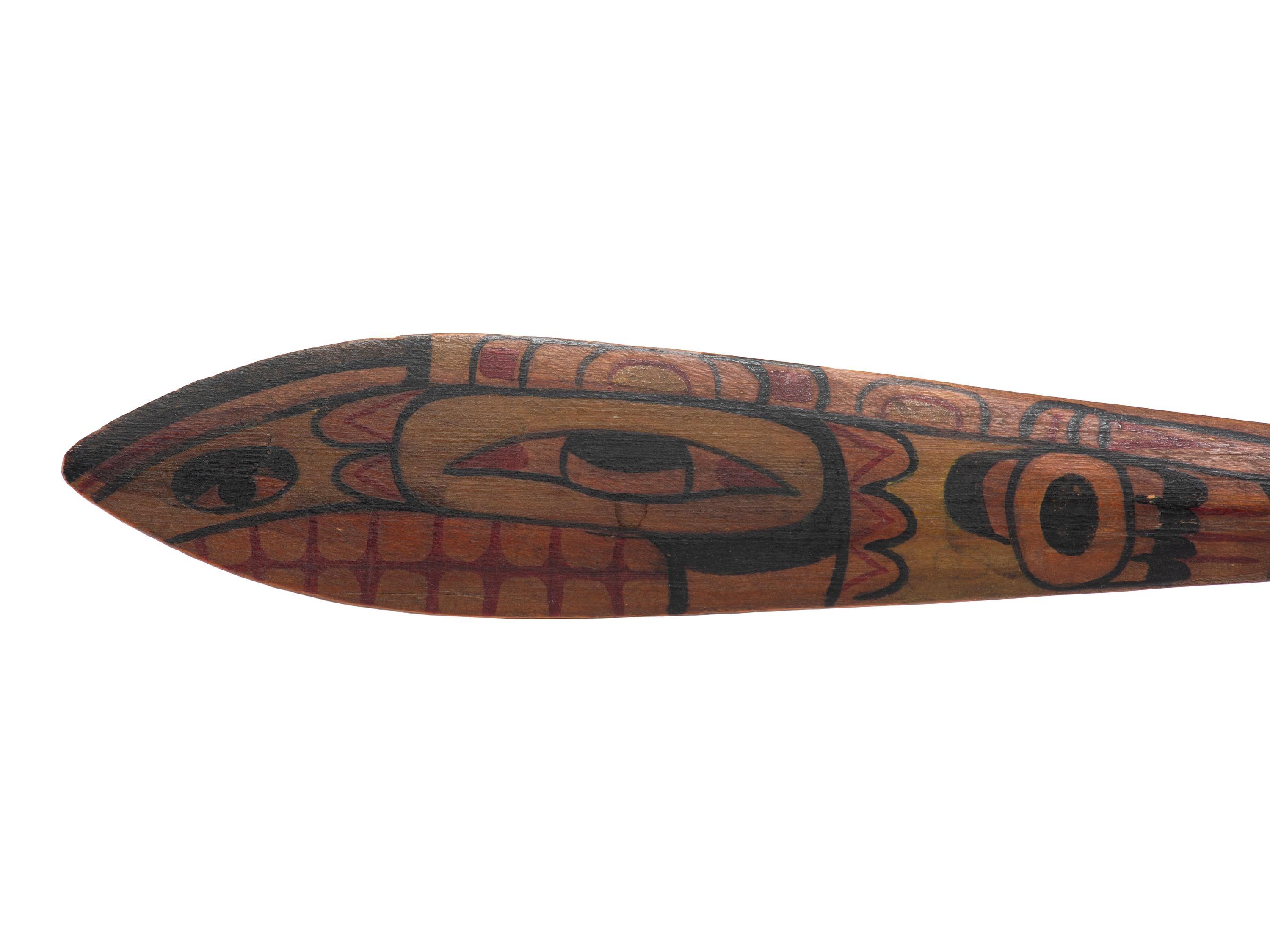 Northwest Coast Painted Paddle and Canoe