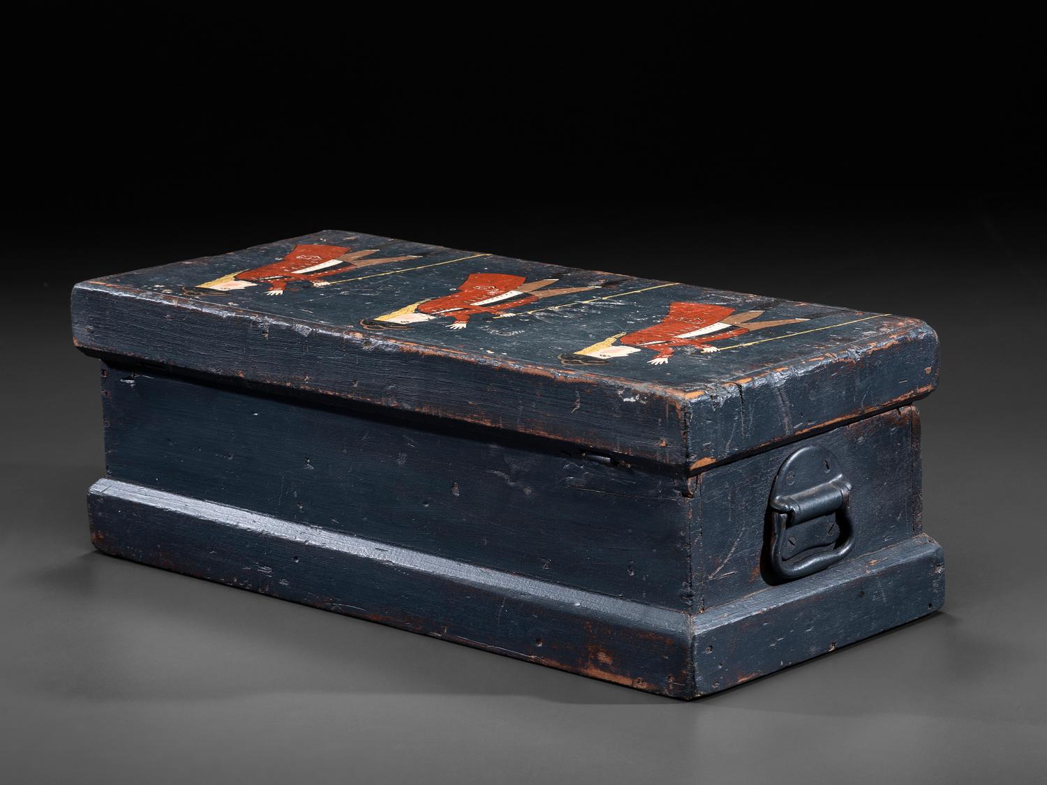 A Folk Art Carved and Painted Box