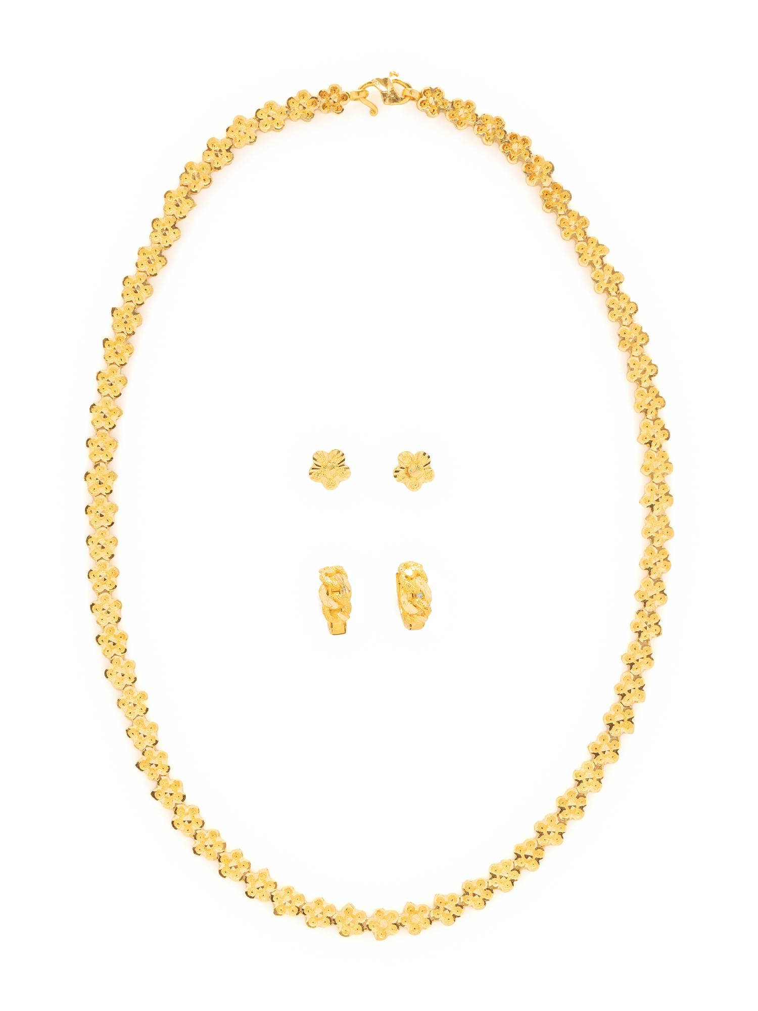 YELLOW GOLD FLORAL MOTIF JEWELRY
