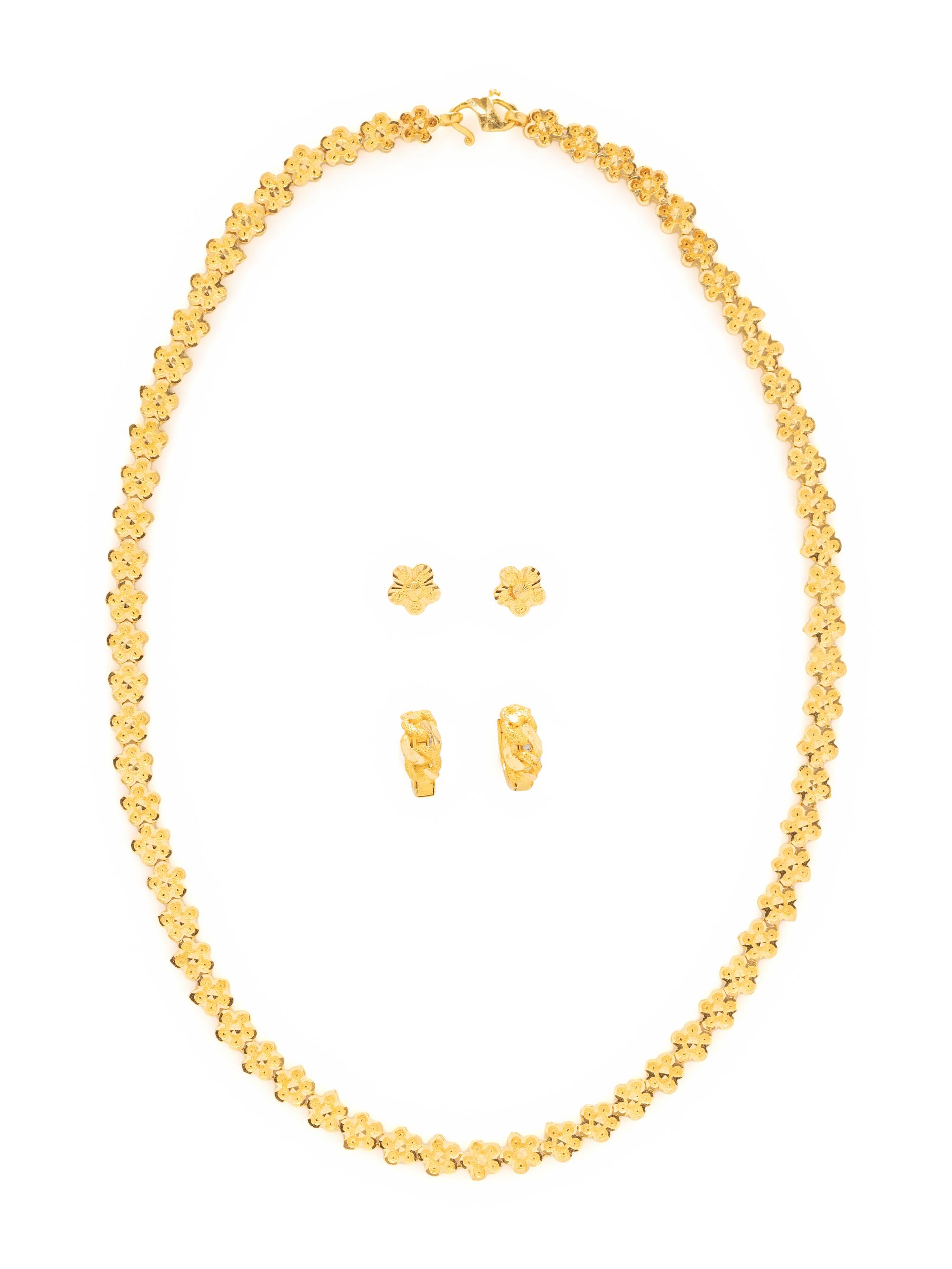 YELLOW GOLD FLORAL MOTIF JEWELRY