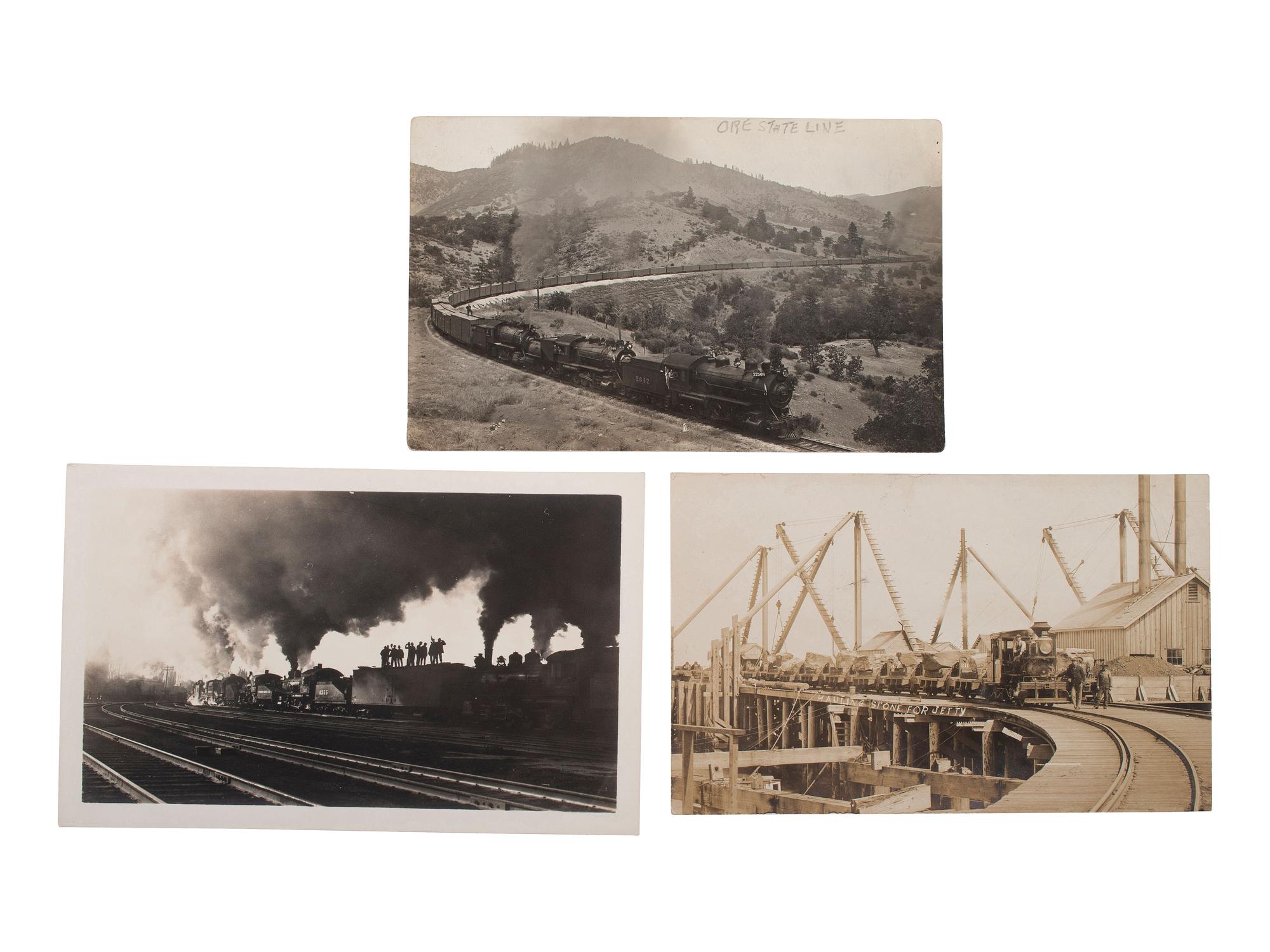 [RAILROADS]. A group of 190 RPPCs & photographs of trains, railroads, and locomotives.