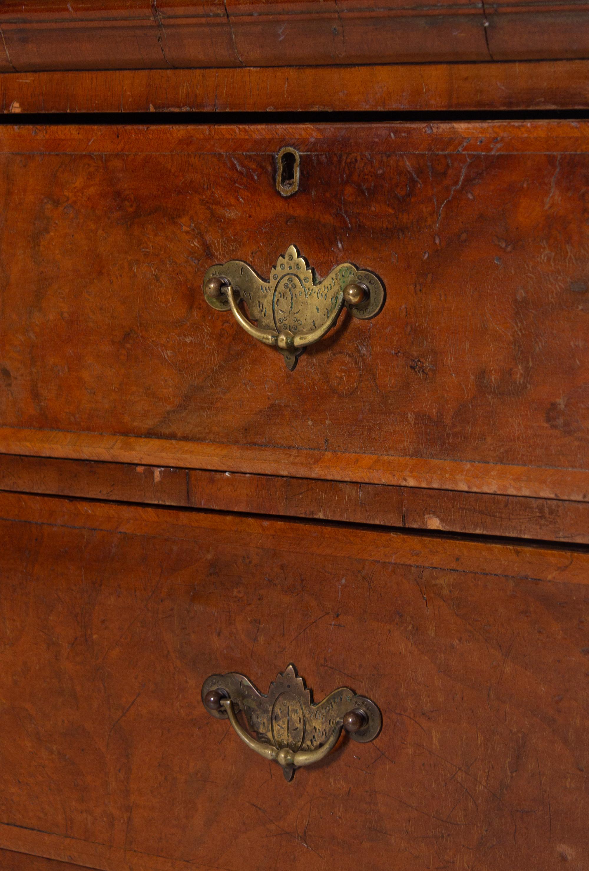 A George II Burl Walnut Chest of Drawers