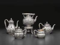 An American Silver Five-Piece Tea and Coffee Service with Matching Tray
